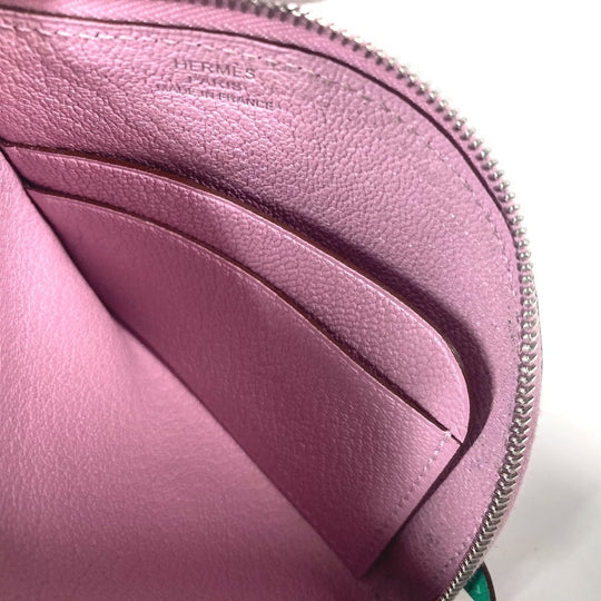 HERMES Coin case Shave pink Paddock Cheval Horse Women Used Authentic
