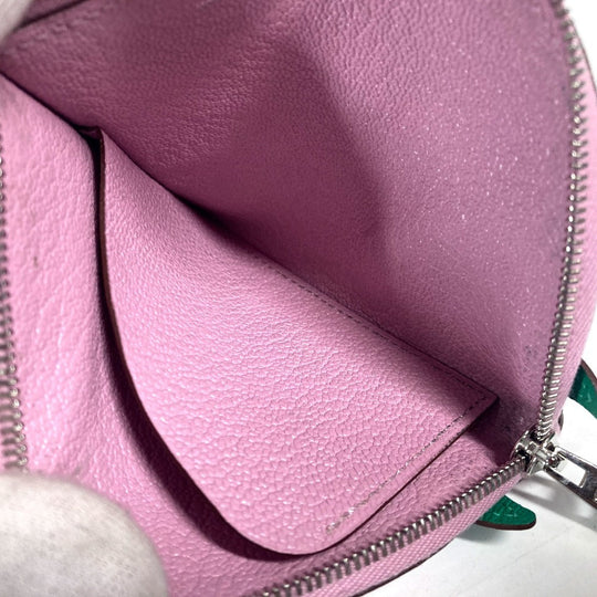 HERMES Coin case Shave pink Paddock Cheval Horse Women Used Authentic