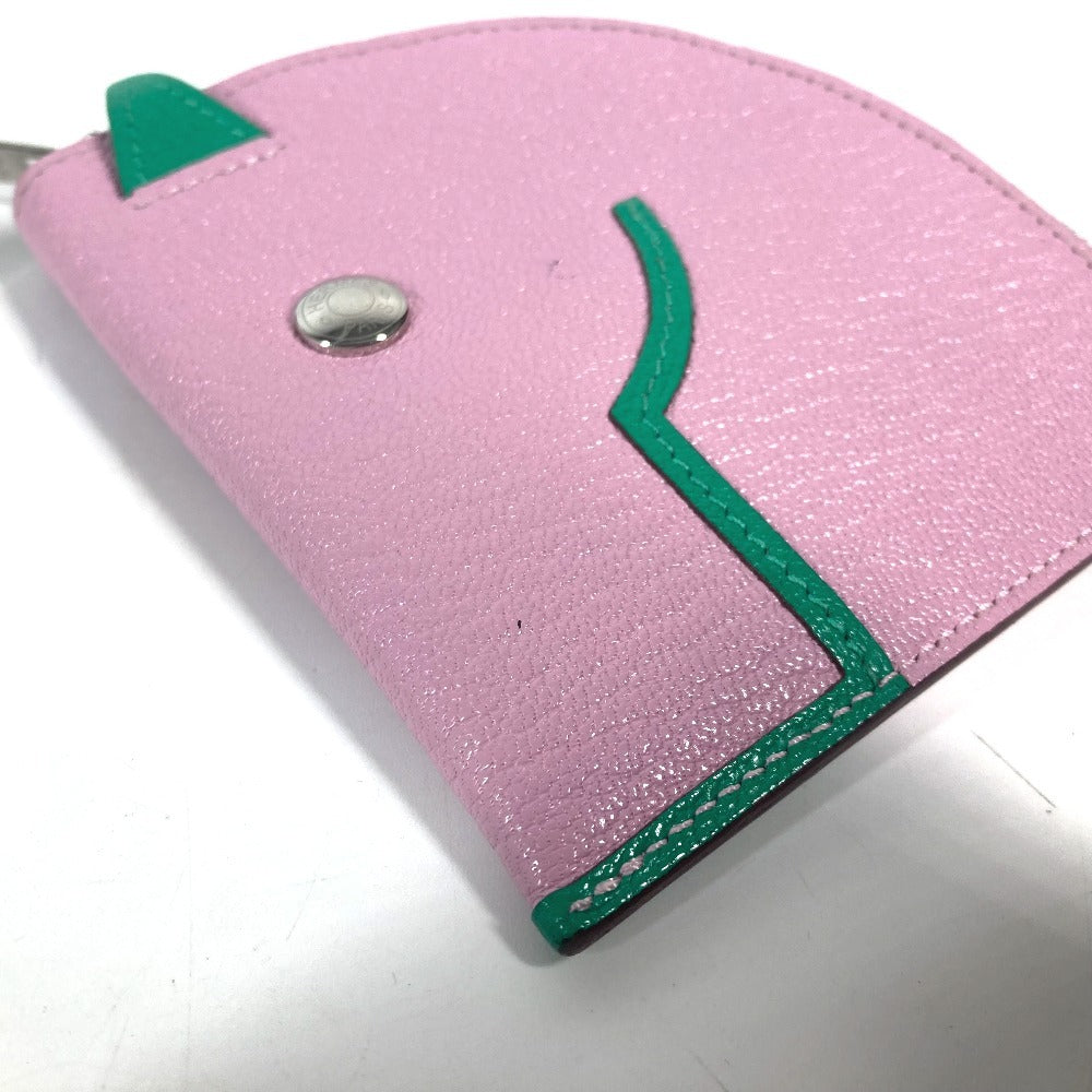 HERMES Coin case Shave pink Paddock Cheval Horse Women Used Authentic