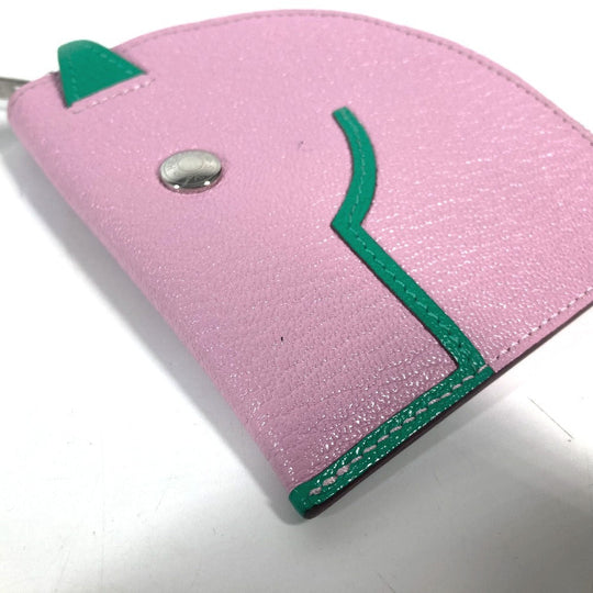 HERMES Coin case Shave pink Paddock Cheval Horse Women Used Authentic