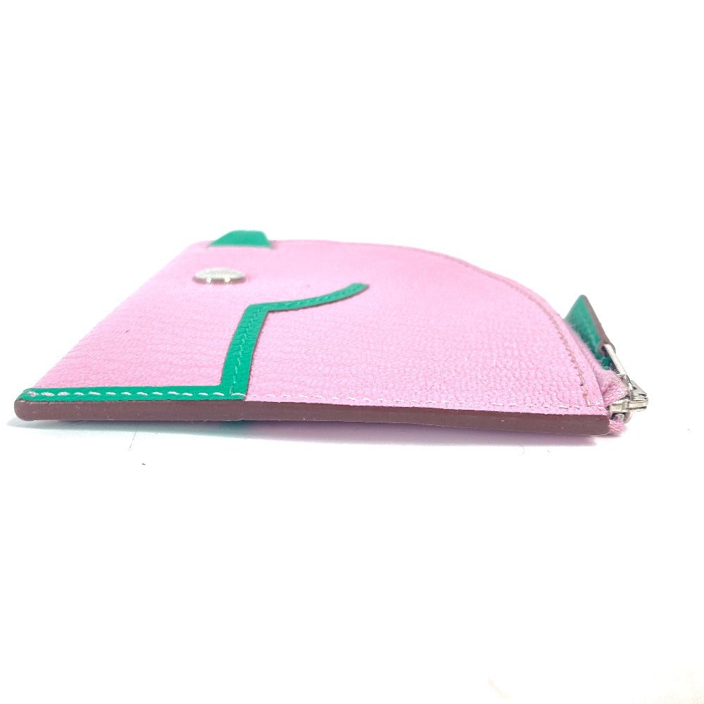 HERMES Coin case Shave pink Paddock Cheval Horse Women Used Authentic
