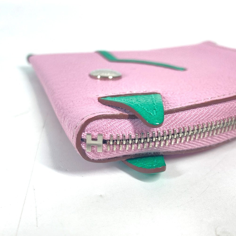 HERMES Coin case Shave pink Paddock Cheval Horse Women Used Authentic