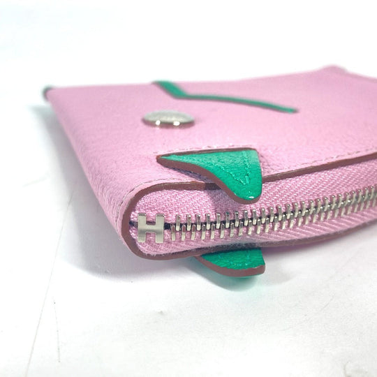 HERMES Coin case Shave pink Paddock Cheval Horse Women Used Authentic