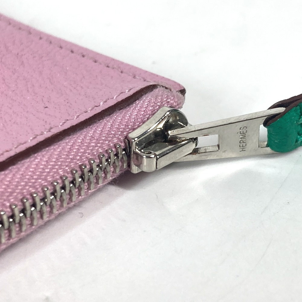 HERMES Coin case Shave pink Paddock Cheval Horse Women Used Authentic