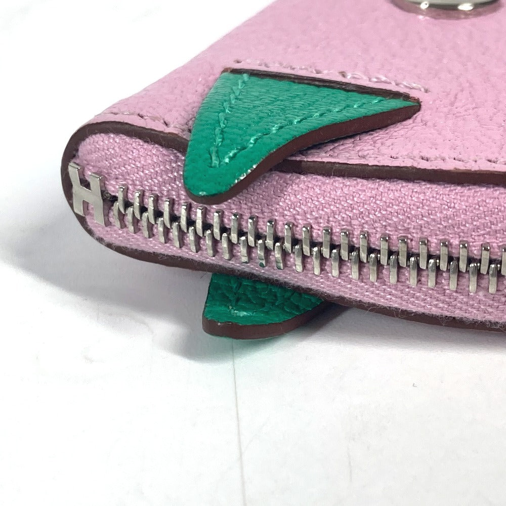 HERMES Coin case Shave pink Paddock Cheval Horse Women Used Authentic