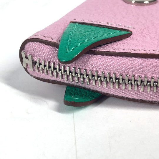 HERMES Coin case Shave pink Paddock Cheval Horse Women Used Authentic
