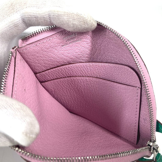 HERMES Coin case Shave pink Paddock Cheval Horse Women Used Authentic