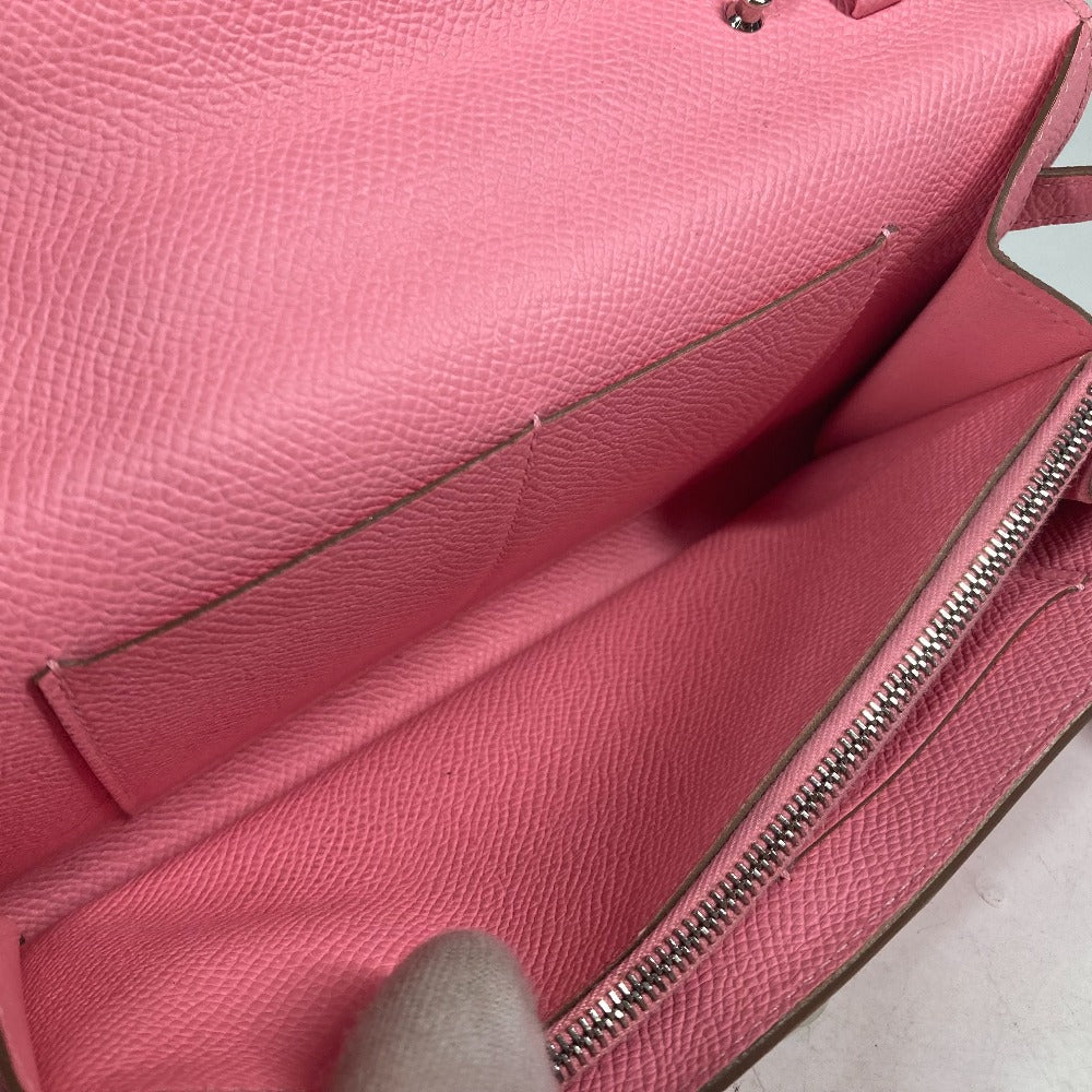 HERMES Long Wallet Purse Epsom pink Shoulder wallet Kelly wallet long to go Women Used Authentic