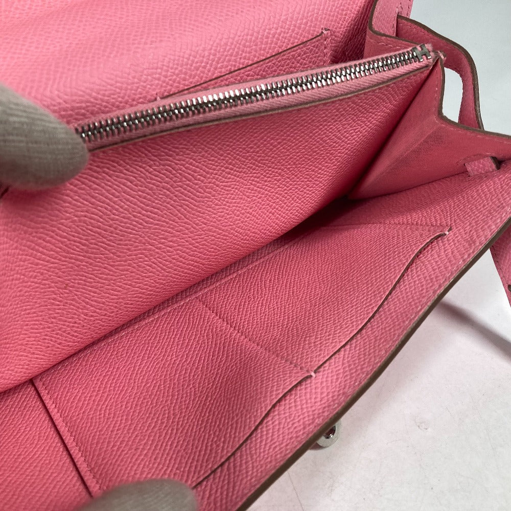 HERMES Long Wallet Purse Epsom pink Shoulder wallet Kelly wallet long to go Women Used Authentic