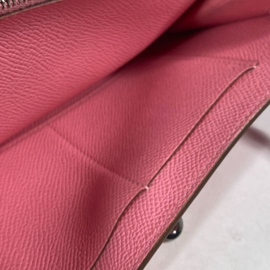 HERMES Long Wallet Purse Epsom pink Shoulder wallet Kelly wallet long to go Women Used Authentic
