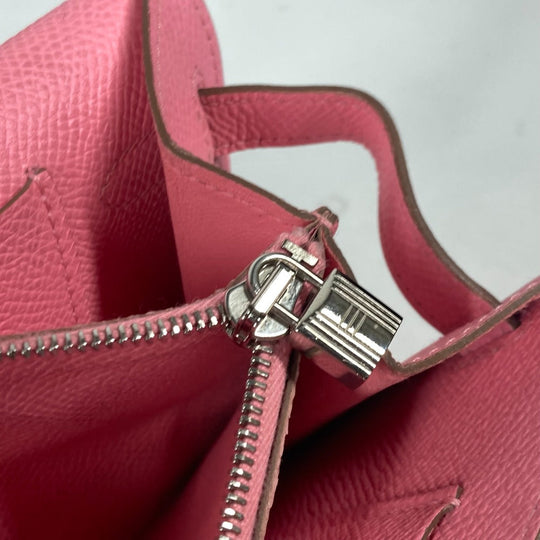 HERMES Long Wallet Purse Epsom pink Shoulder wallet Kelly wallet long to go Women Used Authentic