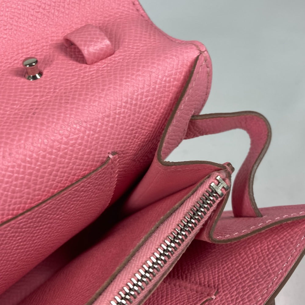 HERMES Long Wallet Purse Epsom pink Shoulder wallet Kelly wallet long to go Women Used Authentic