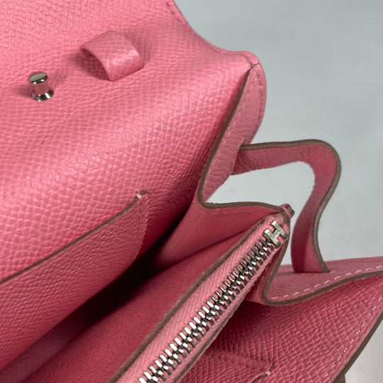 HERMES Long Wallet Purse Epsom pink Shoulder wallet Kelly wallet long to go Women Used Authentic
