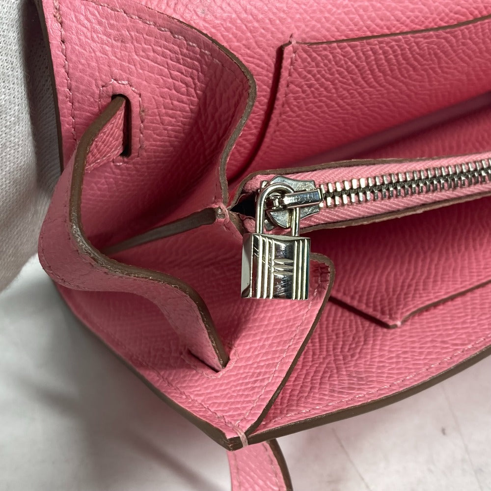HERMES Long Wallet Purse Epsom pink Shoulder wallet Kelly wallet long to go Women Used Authentic