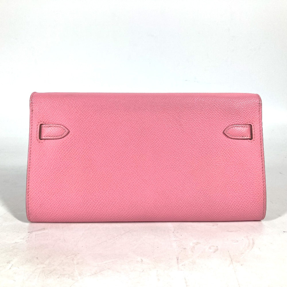 HERMES Long Wallet Purse Epsom pink Shoulder wallet Kelly wallet long to go Women Used Authentic