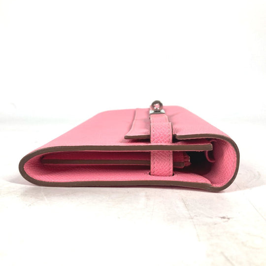 HERMES Long Wallet Purse Epsom pink Shoulder wallet Kelly wallet long to go Women Used Authentic