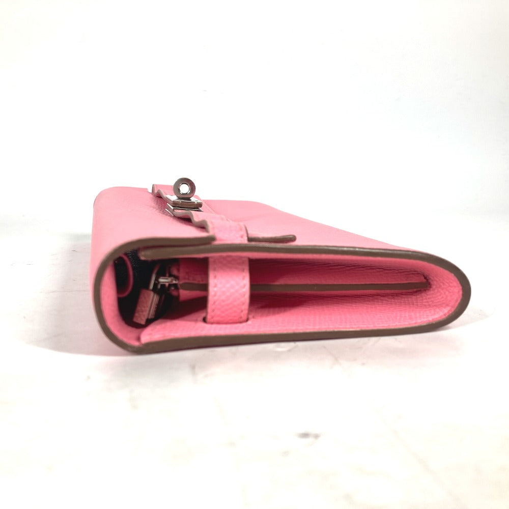 HERMES Long Wallet Purse Epsom pink Shoulder wallet Kelly wallet long to go Women Used Authentic