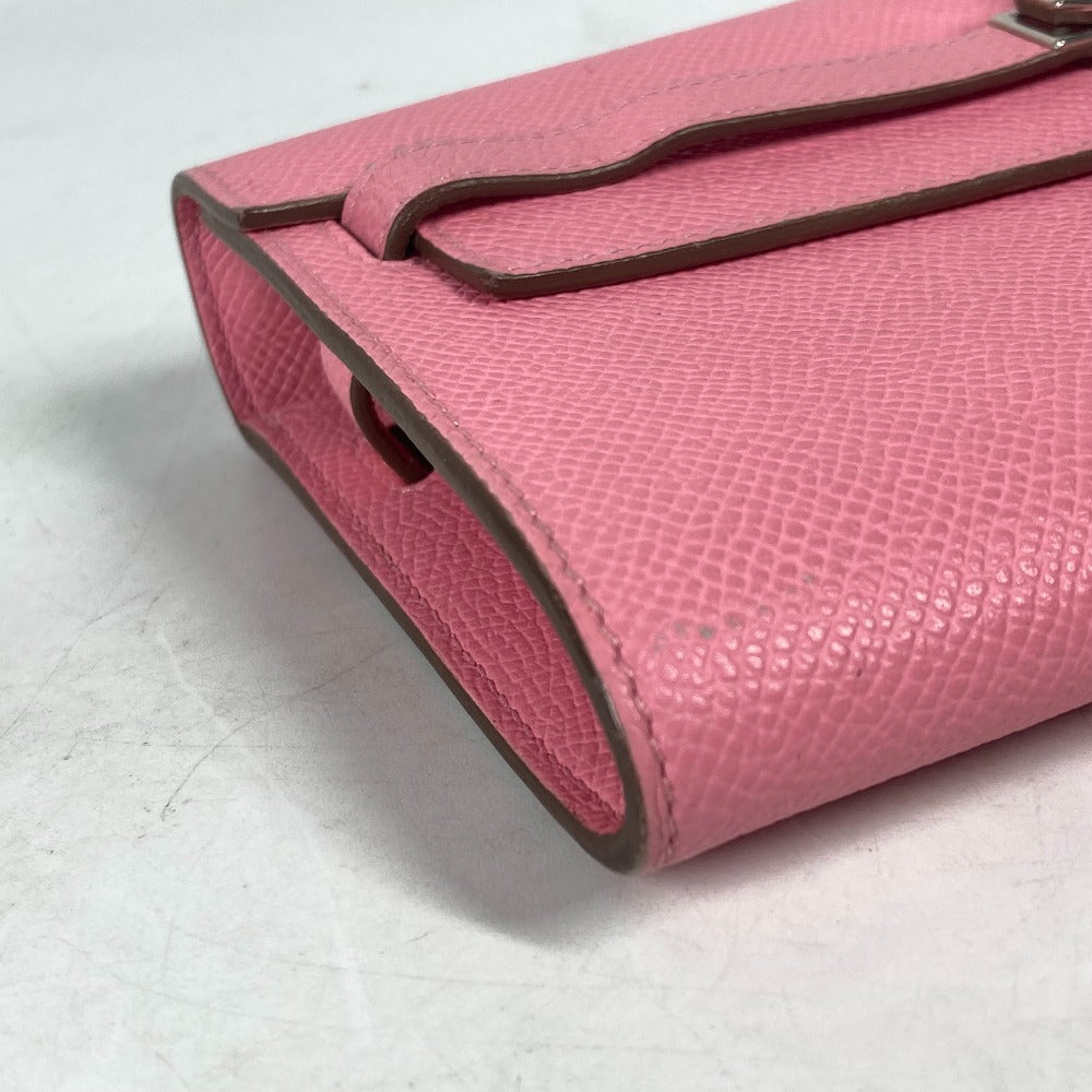 HERMES Long Wallet Purse Epsom pink Shoulder wallet Kelly wallet long to go Women Used Authentic