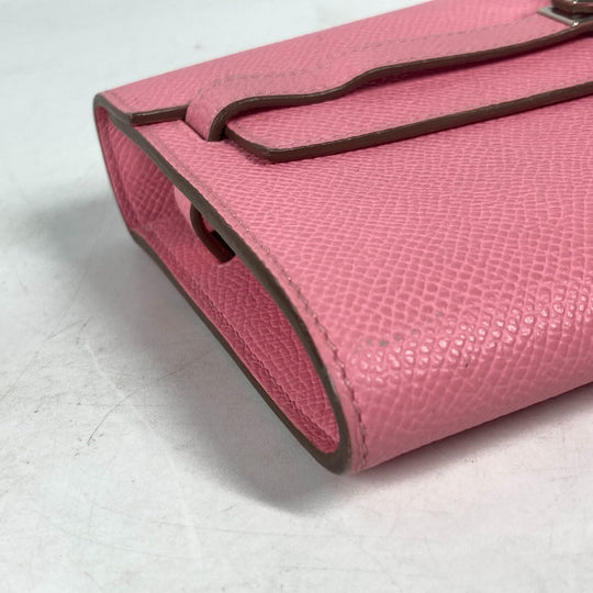 HERMES Long Wallet Purse Epsom pink Shoulder wallet Kelly wallet long to go Women Used Authentic