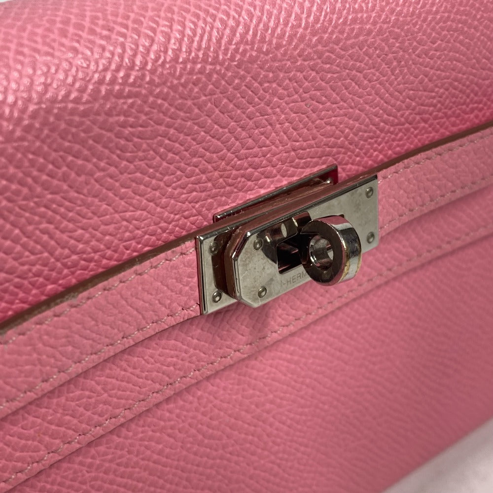 HERMES Long Wallet Purse Epsom pink Shoulder wallet Kelly wallet long to go Women Used Authentic