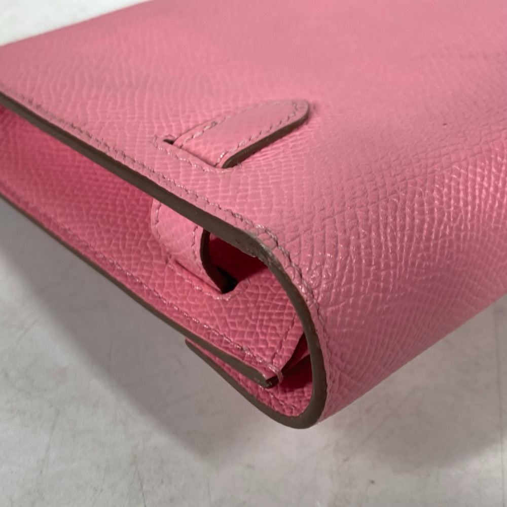 HERMES Long Wallet Purse Epsom pink Shoulder wallet Kelly wallet long to go Women Used Authentic