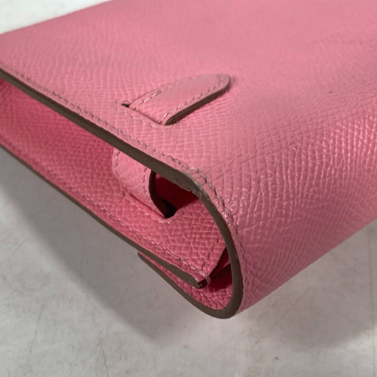 HERMES Long Wallet Purse Epsom pink Shoulder wallet Kelly wallet long to go Women Used Authentic