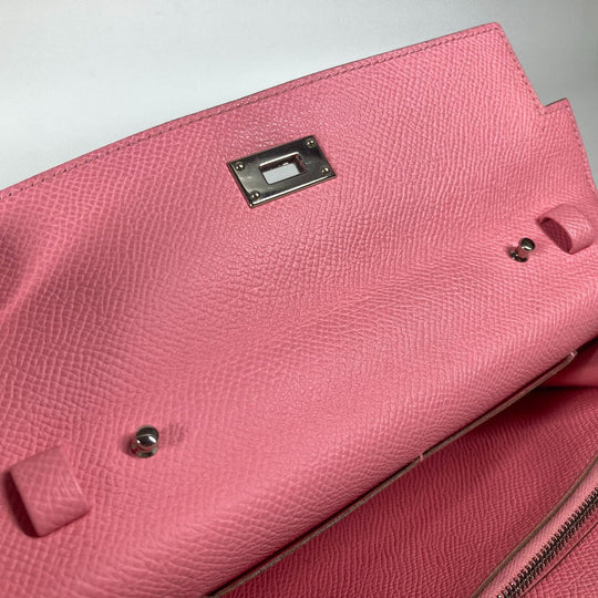 HERMES Long Wallet Purse Epsom pink Shoulder wallet Kelly wallet long to go Women Used Authentic