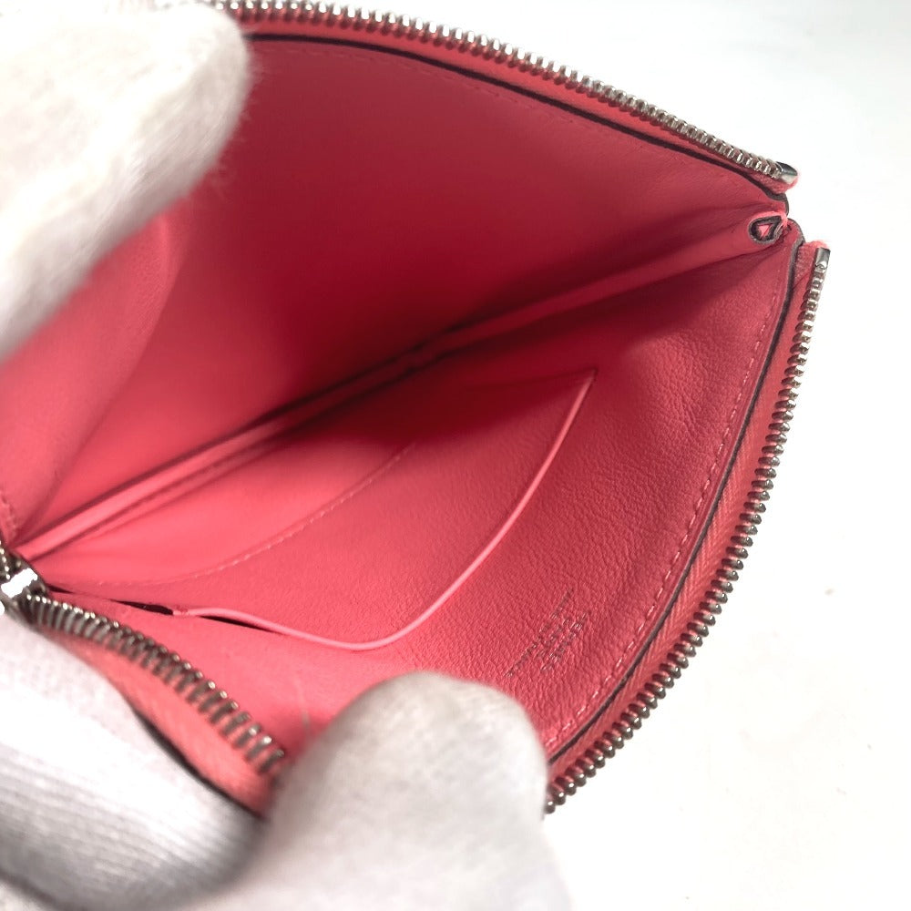 HERMES Pouch leather pink Square Horse Carre pocket Women Used Authentic