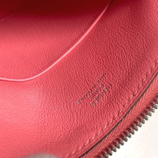 HERMES Pouch leather pink Square Horse Carre pocket Women Used Authentic