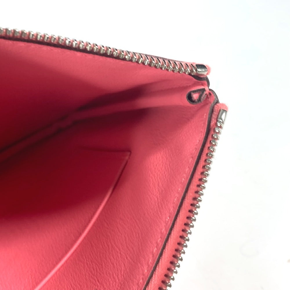 HERMES Pouch leather pink Square Horse Carre pocket Women Used Authentic
