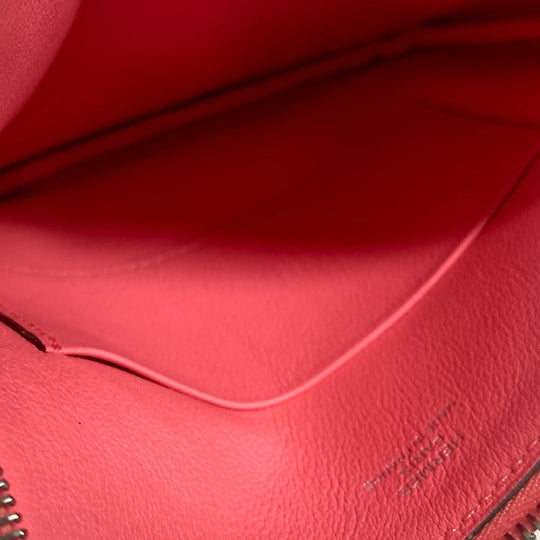 HERMES Pouch leather pink Square Horse Carre pocket Women Used Authentic
