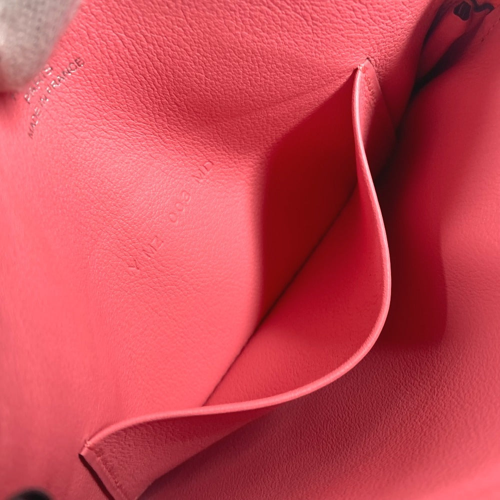 HERMES Pouch leather pink Square Horse Carre pocket Women Used Authentic