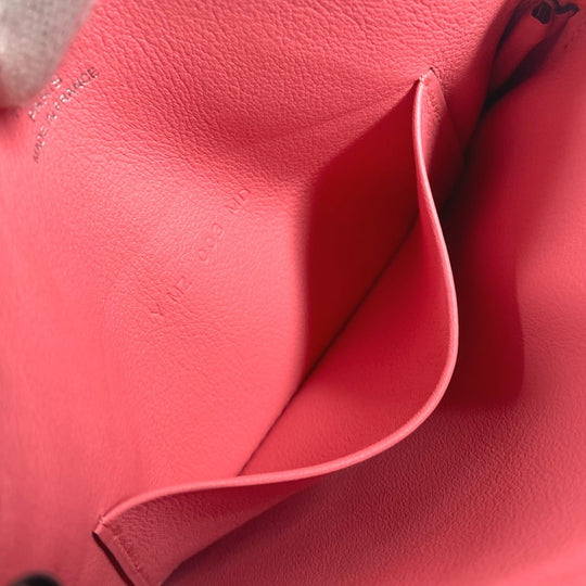 HERMES Pouch leather pink Square Horse Carre pocket Women Used Authentic