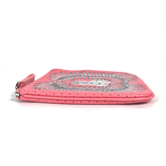 HERMES Pouch leather pink Square Horse Carre pocket Women Used Authentic