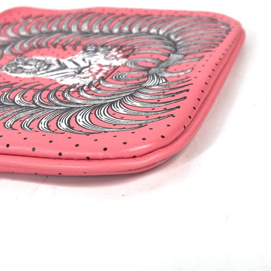 HERMES Pouch leather pink Square Horse Carre pocket Women Used Authentic