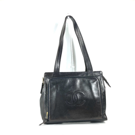 CHANEL Shoulder Bag lambskin black vintage CC COCO Mark logo