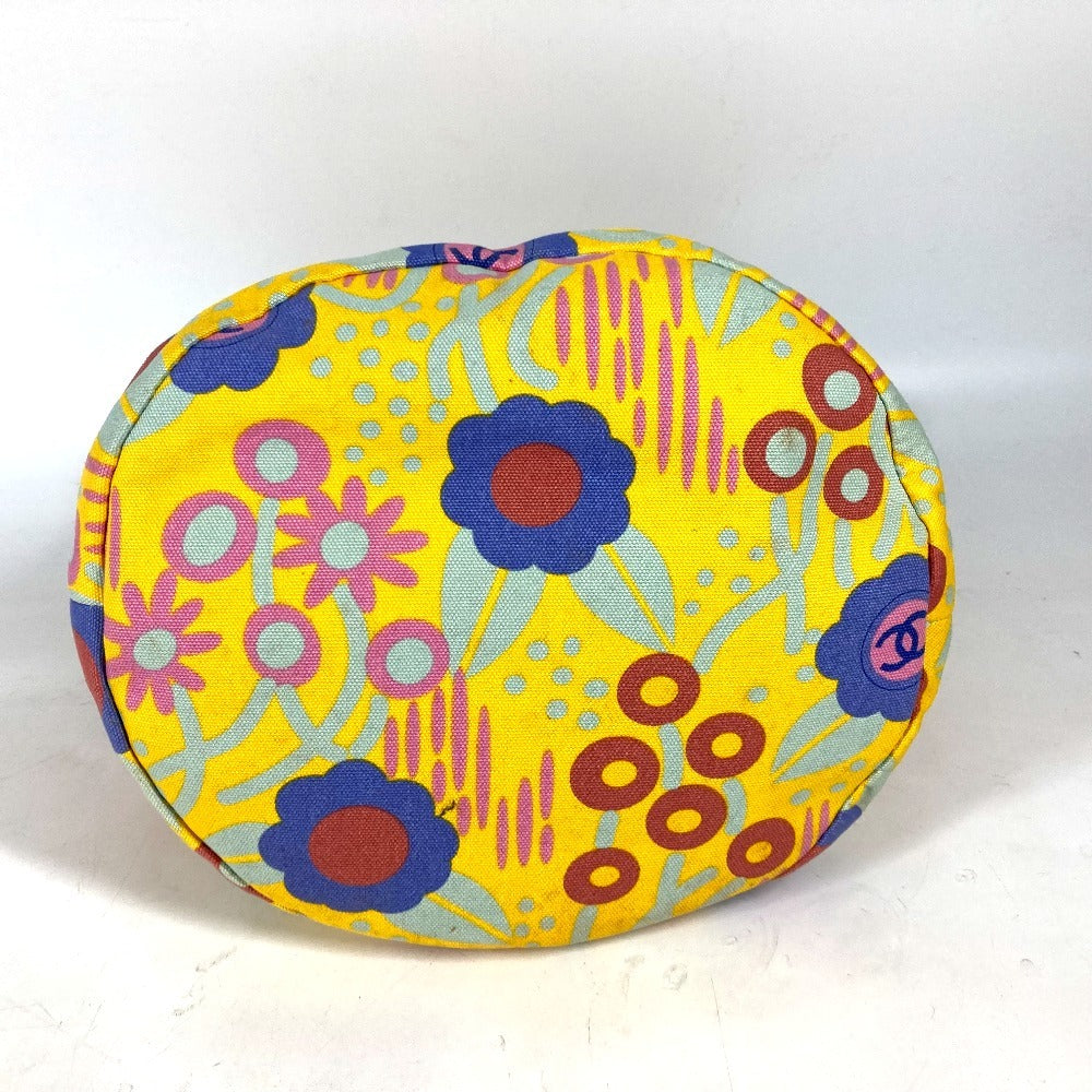 CHANEL Shoulder Bag canvas yellow High summer Flower Pattern Women Used Authentic