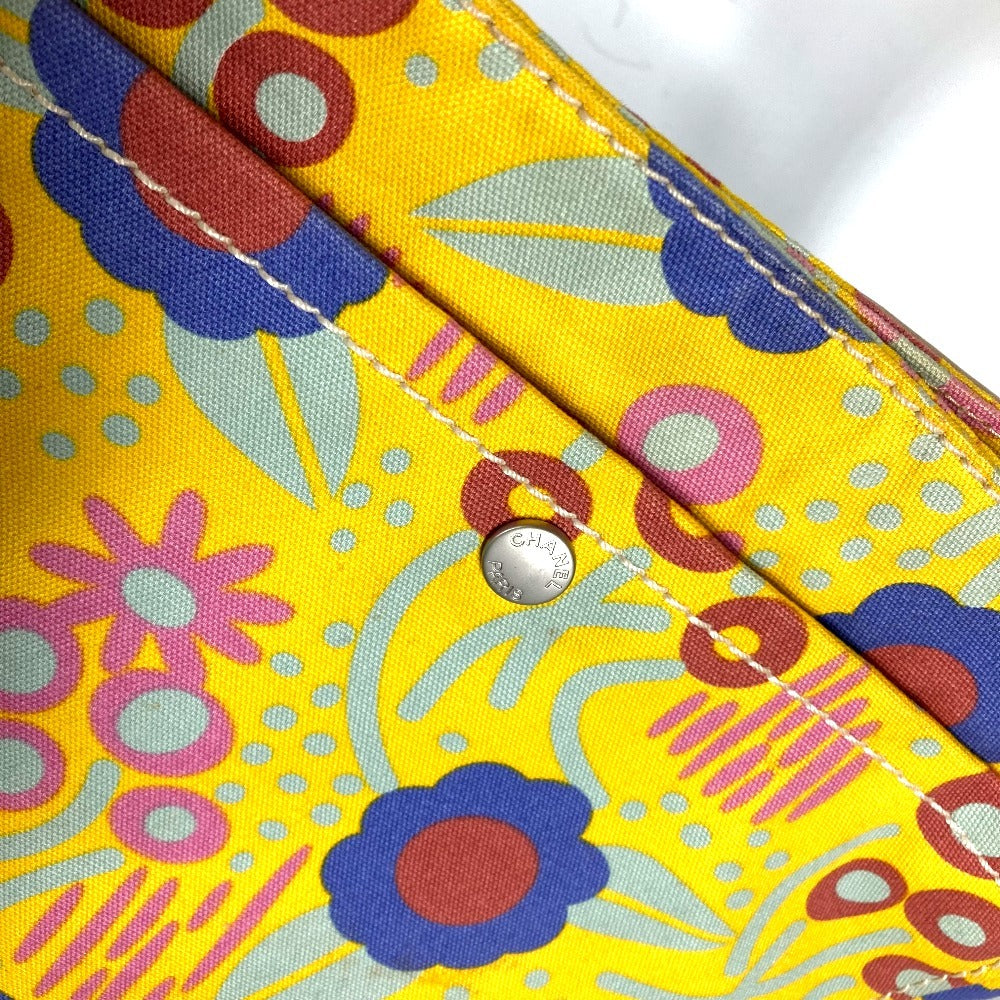 CHANEL Shoulder Bag canvas yellow High summer Flower Pattern Women Used Authentic