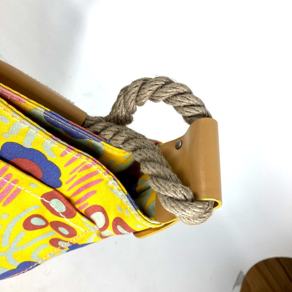 CHANEL Shoulder Bag canvas yellow High summer Flower Pattern Women Used Authentic