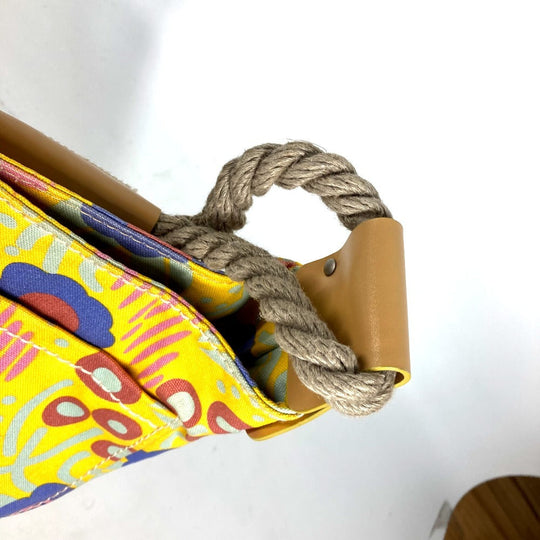 CHANEL Shoulder Bag canvas yellow High summer Flower Pattern Women Used Authentic