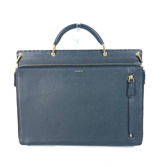 FENDI Business bag 7VA462 leather black Bag Handbag Tote Bag Briefcase Double Face