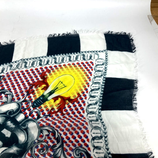 Christian Louboutin shawl Cashmere, Modal multicolor fringe Overall handle unisex(Unisex) Used Authentic