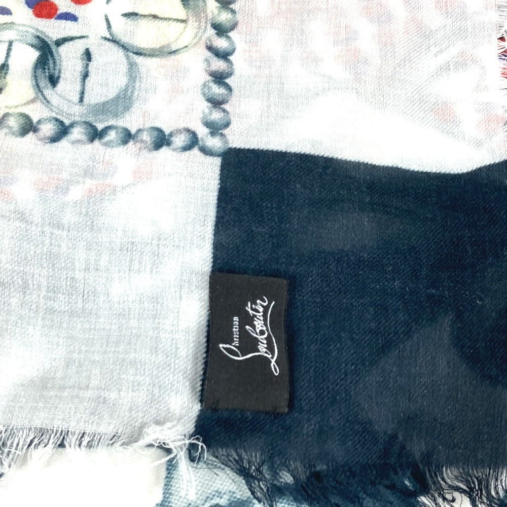 Christian Louboutin shawl Cashmere, Modal multicolor fringe Overall handle unisex(Unisex) Used Authentic