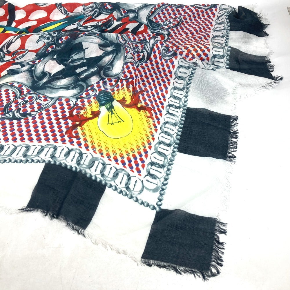 Christian Louboutin shawl Cashmere, Modal multicolor fringe Overall handle unisex(Unisex) Used Authentic