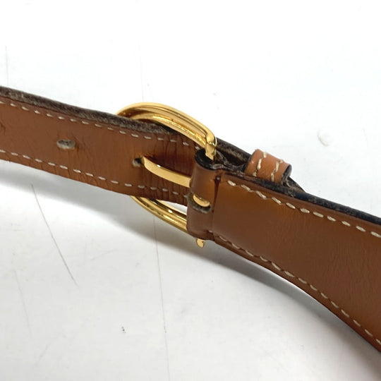 HERMES belt leather Brown vintage buckle Women 70 Used Authentic