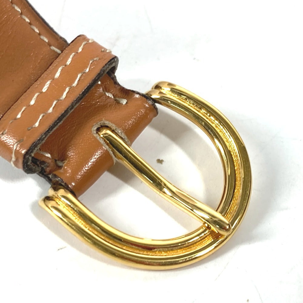 HERMES belt leather Brown vintage buckle Women 70 Used Authentic