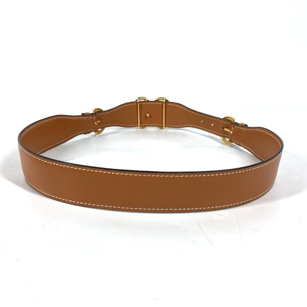 HERMES belt leather Brown vintage buckle Women 70 Used Authentic