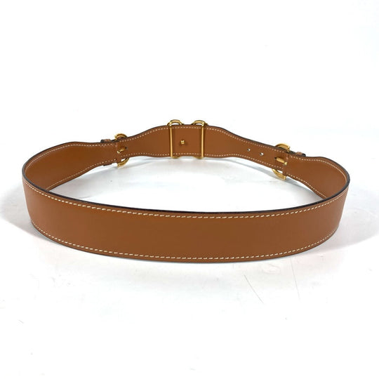 HERMES belt leather Brown vintage buckle Women 70 Used Authentic