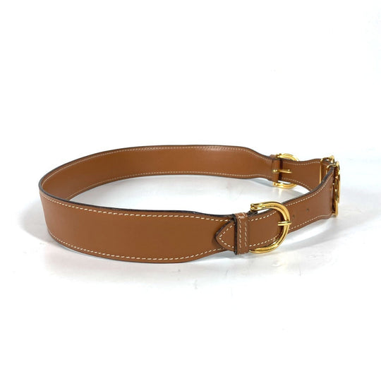 HERMES belt leather Brown vintage buckle Women 70 Used Authentic