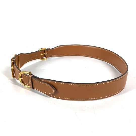 HERMES belt leather Brown vintage buckle Women 70 Used Authentic